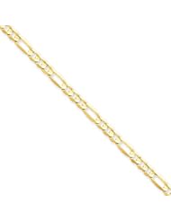 14k Yellow Gold 7in 4mm Concave Open Figaro Chain Bracelet. Metal Wt- 3.46g