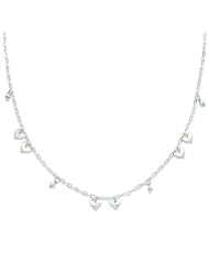 Sterling Silver Polished & Textured Fancy Heart Necklace. 18in long.