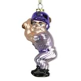 Los Angeles Dodgers 4 Glass White Football Player Holiday Ornament - MLB Baseball