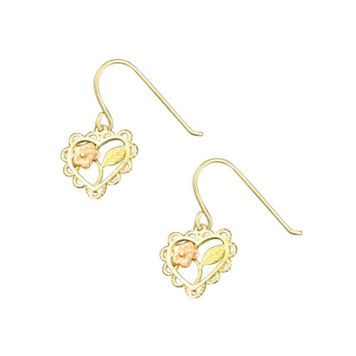 14K Two Tone Gold Heart Earrings