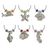 Sea Life Silver Plated Wine Glass Charms, Set of 6