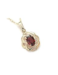 Peninsula Jewellery 9Ct Gold Celtic Style Garnet Pendant With 18 Inch Chain