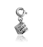 Sterling Silver Platinum Plated Dice Charm