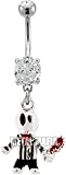 DANGLING KILLER WITH BLOODY CHAINSAW BELLY RING DANGLING KILLER WITH BLOODY CHAINSAW BELLY RING