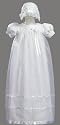 Long White Embroidered Organza Christening Baptism Gown with Bonnet