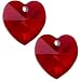 2 Siam AB Swarovski Crystal Heart Charm 6202 14mm