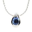 14K White Gold Iolite and Diamond Pendant