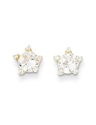 MadiK® 14k Yellow Gold Polished 5mm CZ Flower Post Stud Earrings