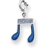Buy Enameled Blue Crystal Music Note Charm, Sterling Silver by Precious Accents