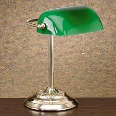 Brass Bankers 60 Watt Desk Lamp, 14" High, Green Shade/Brass Base CGIW9400