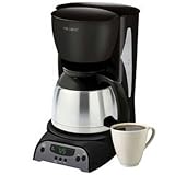 Mr. Coffee 8-Cup Programmable Coffeemaker with Thermal Carafe, Black and Stainless Steel