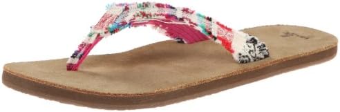 Sanuk Women's Fraidy Cat Flip Flop,Natural Poncho,5 M US