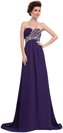 Mollybridal Women's A Line Sweetheart Backless Prom Party Dress Purple US16