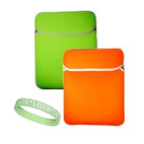 Green / Orange Amazon Kindle DX Reversible Carrying Sleeve + Live*Laugh*Love Wrist Band!!! (Kindle DX Not Included)