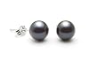 AAA Quality Round 6-6.5mm Akoya SaltWater cultured Black Pearl Earrings with 18K White Gold Mount