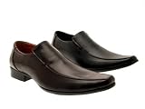 MENS SLIP ON MULES LOAFERS SHOES BLACK BROWN POLISHED FAUX LEATHER SIZE 6 -11