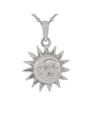 Sun and Moon Charm Pendant and 18 inch Necklace Chain Set .925 Sterling Silver