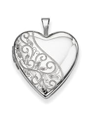 Genuine IceCarats Designer Jewelry Gift Sterling Silver 20Mm Swirl & Polished Heart Locket