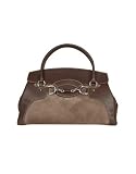 Buti Dark Brown Classic Suede and Leather Satchel Handbag Medium