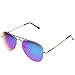 zeroUV Classic Metal Teardrop Color Mirror Lens Aviator Sunglasses w/Spring Hinges (Gold/Blue Mirror)