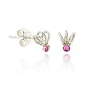 Sterling Silver .925 Pink Rhinestone Swirl Small Mini Kid Stud Earrings