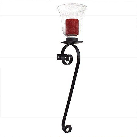 XXL WAND-KERZENHALTER WINDLICHT EISEN & GLAS 68 CM