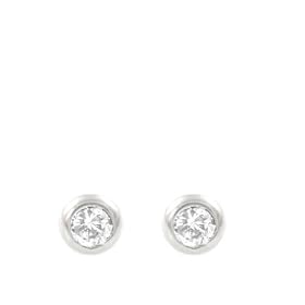 14k White or Yellow Gold Diamond Bezel Set Stud Earrings (.06 cttw, J Color, I2 Clarity)