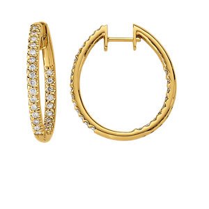 Genuine IceCarats Designer Jewelry Gift 14K Yellow Gold Diamond Earring. Pair 3/4 Ct Tw Diamond Earrings In 14K Yellow Gold