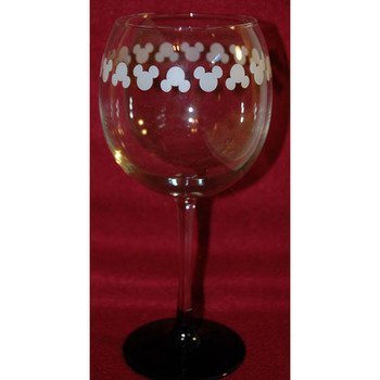 Disney Etched Mickey Ear Red Wine Glass