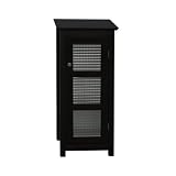 Elite Home Fashions Chesterfield Collection Shelved Floor Cabinet with Glass-Paneled Door, Espresso