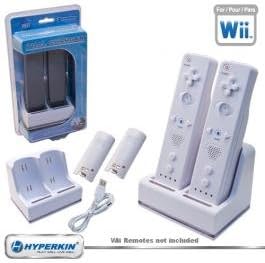 New Wii Hyperkin Dual Charger White 2 Rechargeable Nimh Battery Packs Led Charge Indicator Lights