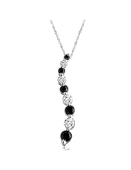 10K White Gold Black and White Journey Diamond Pendant (1/2cttw. 18" Necklace)