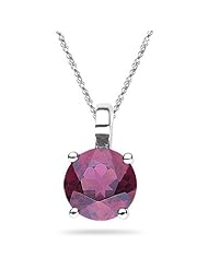 1.00 Ct of 6 mm AA Round Rhodolite Solitaire Pendant in 14K White Gold