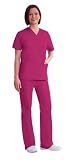 Dickies Women's Everyday Scrubs (EDS) V-Neck 2 Pocket and Cargo Pant with Back Elastic,Hot Pink,L