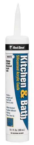 Red Devil Kitchen & Bath Caulk Siliconized Acrylic White 10.1 Oz Cartridge #406