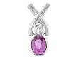 14K White Gold Pink Sapphire and Diamond Pendant