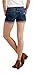 Aeropostale Women's Dark Wash Destroyed Midi Shorts