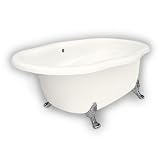 American Bath Factory B4-72-BB-LH-DM3-M2-25-SN Caspian Whirlpool Clawfoot Bathtub in Bisque, Paw Fee
