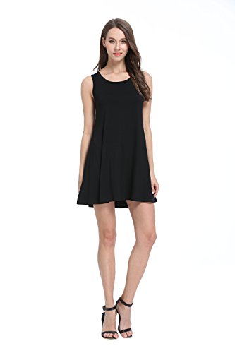 Hika Women's Casual Basic Loose Fitted Tank Top Mini Dress