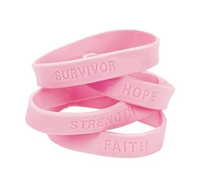 Mememall Fashion Breast Cancer Awareness Bracelets Think Pink Faith Hope Rubber Survivor Lot