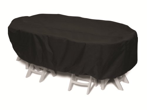 WeatherReady WRBL92 Polyester Oval/Rectangle Outdoor Table Cover, Black, 92 Inches