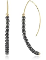 Mizuki 14k Small Marquis Hoop Earrings with Gold and Silver Faceted Beads