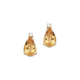 14K Yellow/White Gold 0.06 ct. Diamond and 2 5/8 ct. Teardrop Shaped Citrine Earrings
