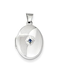 Sterling Silver Blue Synthetic Stone Oval Locket