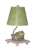 Whimsical Green Frog Lamp - Pink Accents