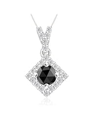 0.55 Cts Black & White Diamond Pendant in 14K White Gold