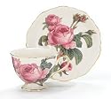 Set Of 2 Romantic Rose Porcelain Teacups And Saucers For Fine Dining And Teas