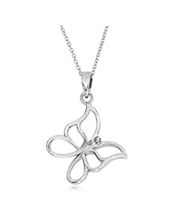 Bling Jewelry Sterling Silver Open Butterfly Pendant Necklace 16in
