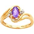 14K Gold 0.05 cttw Amethyst & Clear Diamond Birthstone Right Hand Ring