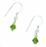 Baerreis - Delicate Small Sparkling Green Swarovski Crystal Drop Earrings on Sterling Silver French Earwires - Hand Crafted Artisan Jewelry USA